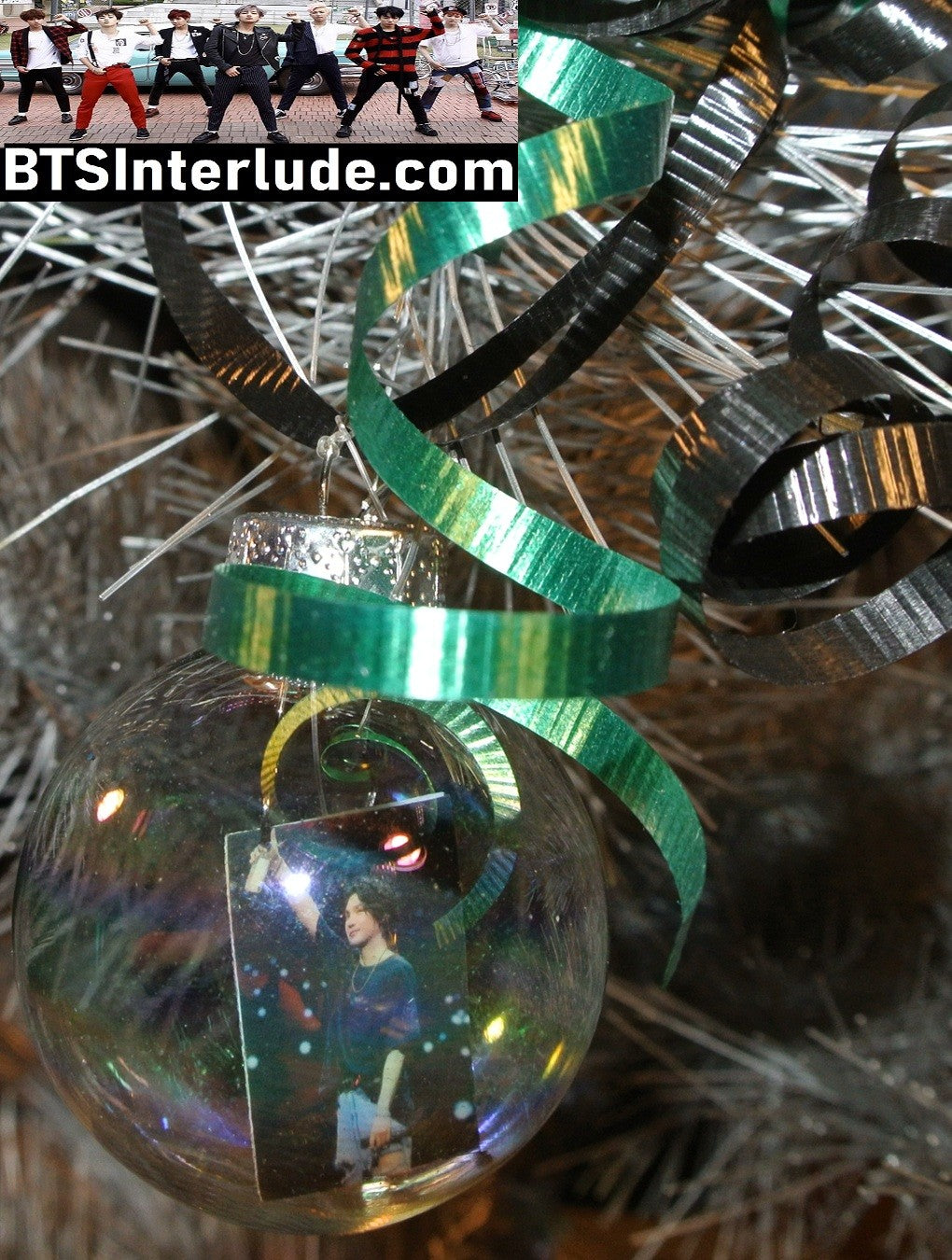 BTS CHRISTMAS ORNAMENT GLASS 1.75 INCH SUGA MIN YOONGI 민윤기 D DAY HAEGEUM GREEN VEST LIMITED EDITION