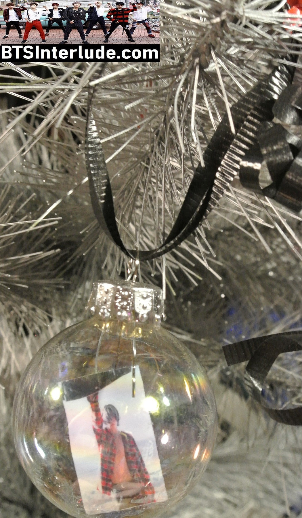 BTS CHRISTMAS ORNAMENT GLASS 1.75 INCH V KIM TAEHYUNG 김태형 HARPERS BAZZAR SKATEBOARD UNBUTTONING SWEATER LIMITED EDITION