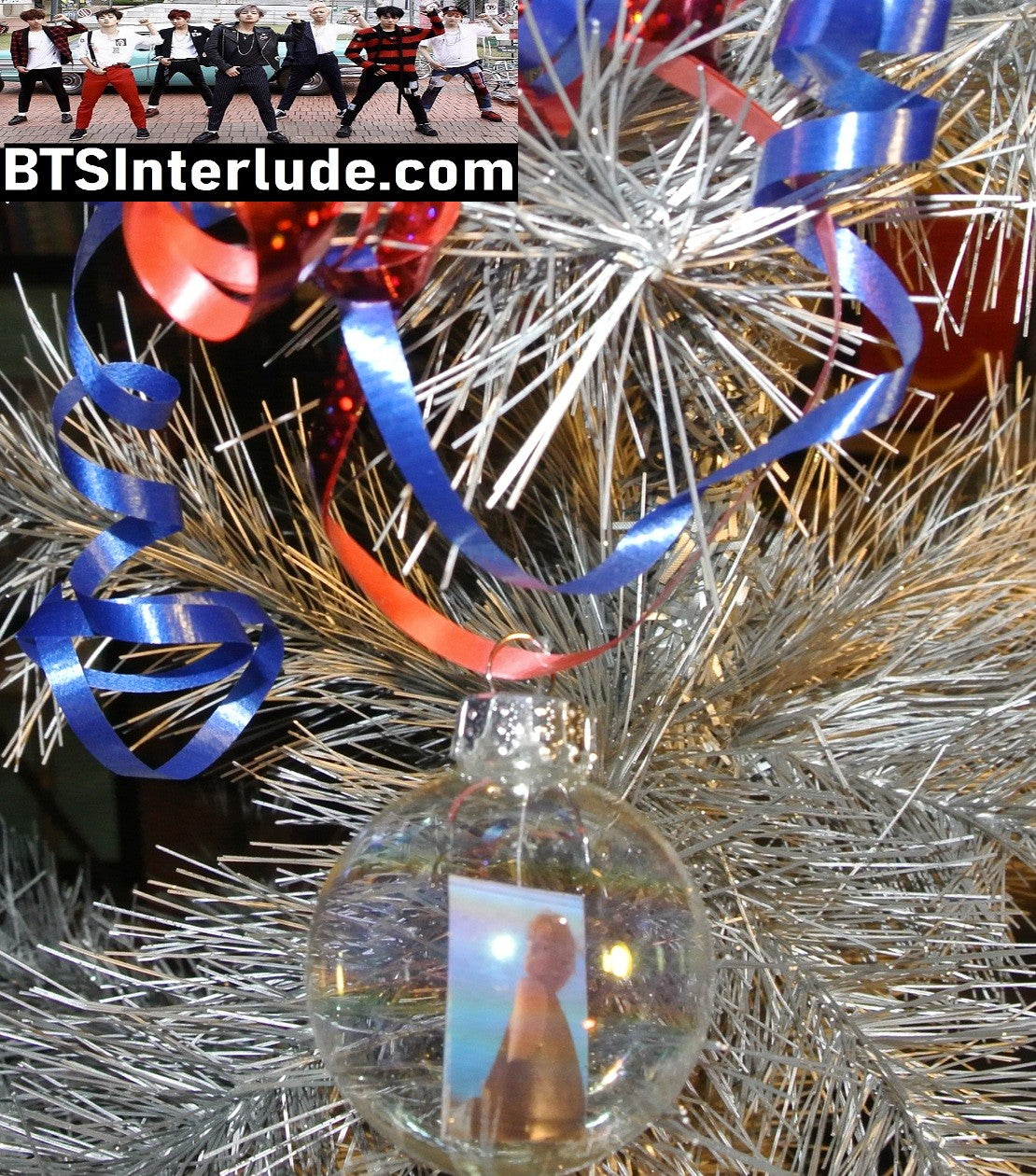 BTS CHRISTMAS ORNAMENT GLASS 1.75 INCH V KIM TAEHYUNG 김태형 LOVE ME AGAIN RED SLOW DANCING LIMITED EDITION
