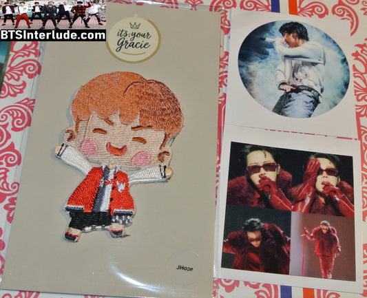 BTS PATCH & 2 STICKERS J-HOPE JUNG HOSEOK HOBI 정호석 CHIBI TINY TAN PATCH AND 2 STICKERS KILLIN' IT GIRL