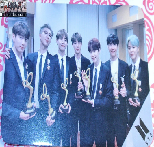 BTS PHOTOCARD FANSITE GROUP BLACK SUITS GOLD AWARD JUNGKOOK V JIMIN RM J-HOPE SUGA JIN LIMITED EDITION