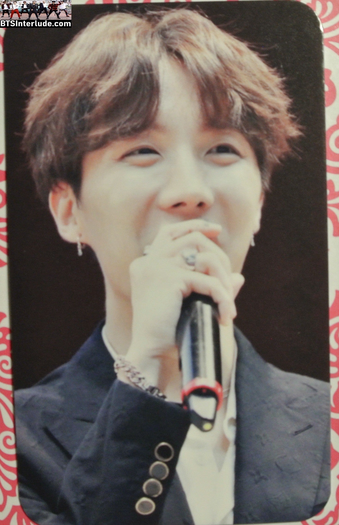 BTS PHOTOCARD FANSITE J-HOPE JUNG HOSEOK 정호석 HOBI BLACK JACKET MIC FANSITE PHOTO CARD