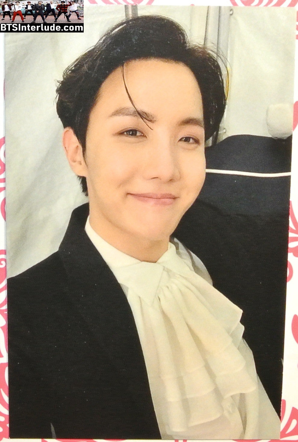BTS PHOTOCARD FANSITE J-HOPE JUNG HOSEOK 정호석 HOBI BLACK JACKET WHITE RUFFLE SHIRT COMPOSER FANSITE PHOTO CARD