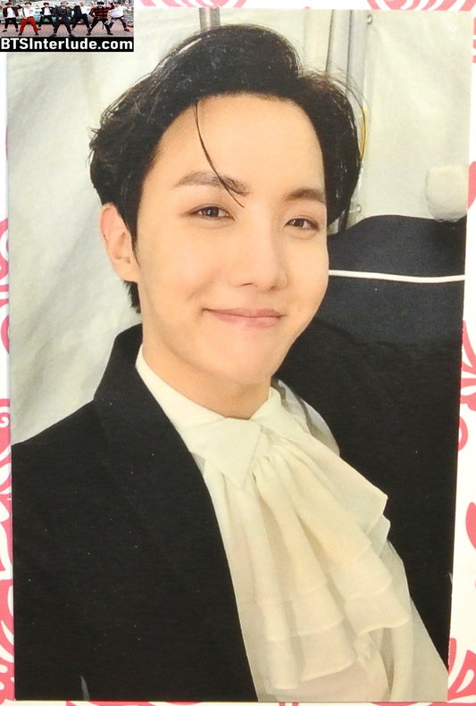 BTS PHOTOCARD FANSITE J-HOPE JUNG HOSEOK 정호석 HOBI BLACK JACKET WHITE RUFFLE SHIRT COMPOSER FANSITE PHOTO CARD