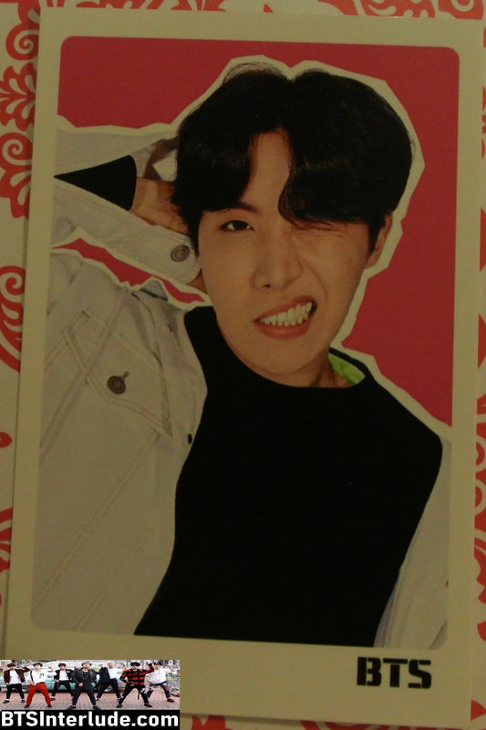 BTS PHOTOCARD FANSITE J-HOPE JUNG HOSEOK 정호석 HOBI DENIM JACKET RED PHOTO CARD PC