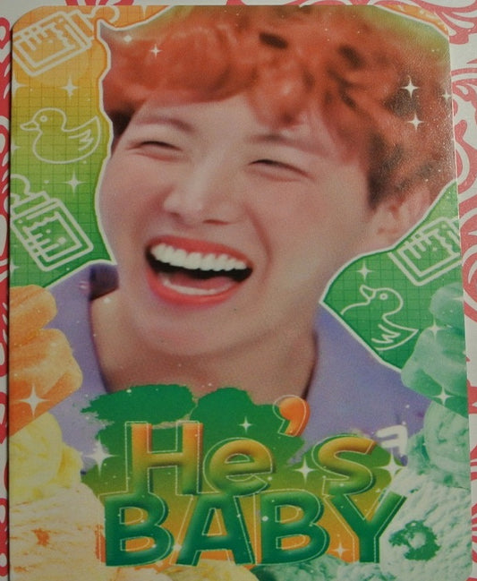 BTS PHOTOCARD FANSITE J-HOPE JUNG HOSEOK 정호석 HOBI HE'S BABY FANSITE ORANGE HAIR LAUGHING PHOTO CARD