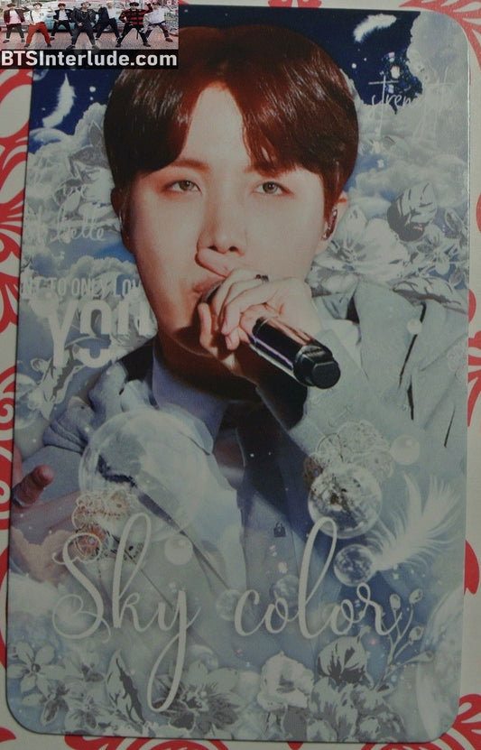 BTS PHOTOCARD FANSITE J-HOPE JUNG HOSEOK 정호석 HOBI SKY COLOR FANSITE GREY RED HAIR PHOTO CARD