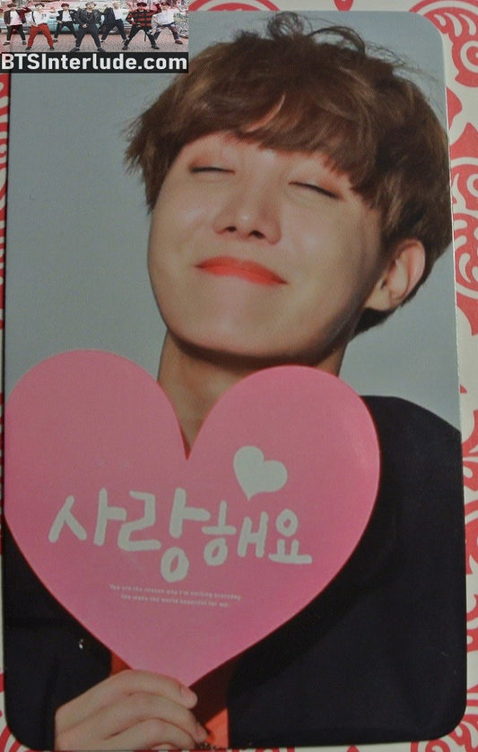BTS PHOTOCARD FANSITE J-HOPE JUNG HOSEOK 정호석 HOBI FANSIGN PINK HEART WHAT IS LOVE FANSITE PHOTO CARD