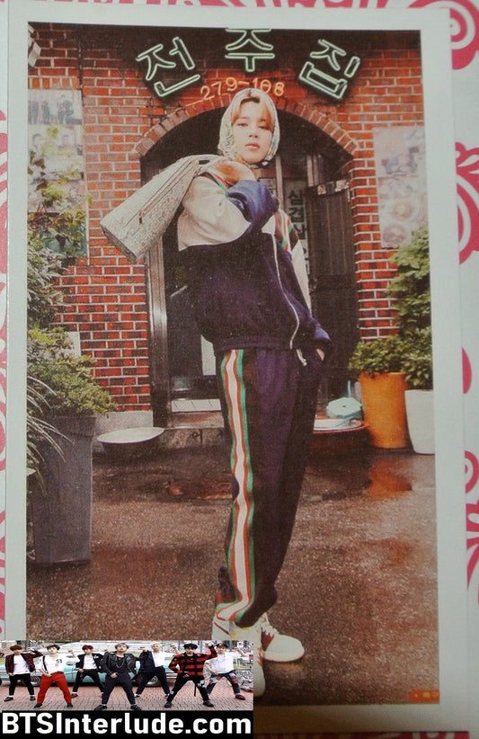 BTS PHOTOCARD FANSITE PARK JIMIN 박지민 TRACK SUIT HEADWRAP 2021 SEASONS GREETINGS PHOTO CARD PC