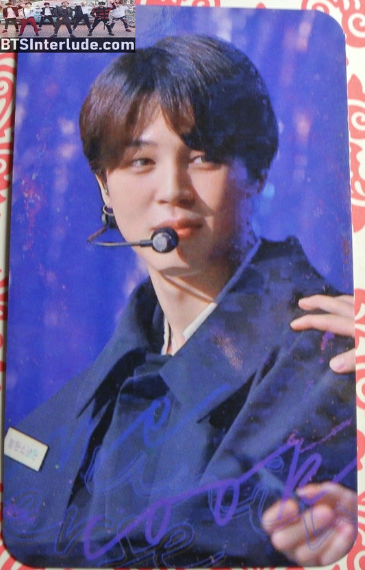 BTS PHOTOCARD FANSITE PARK JIMIN  박지민 BLACK JACKET PURPLE BACKGROUND PHOTO CARD