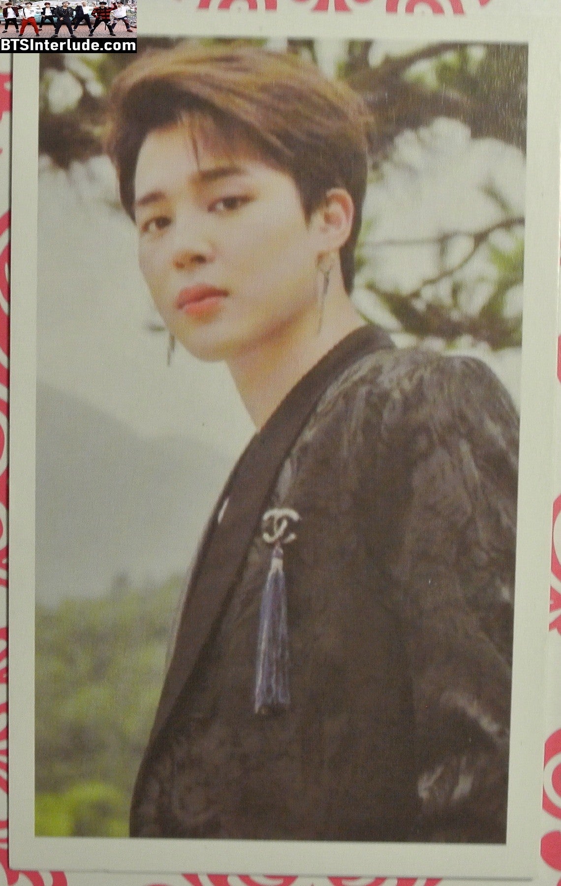 BTS PHOTOCARD FANSITE PARK JIMIN 박지민 BLACK JACKET EARRINGS PC PHOTO CARD