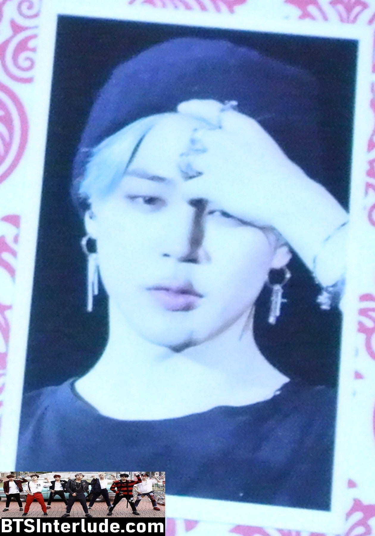 BTS PHOTOCARD FANSITE PARK JIMIN 박지민 BLOND HAIR BLACK BERET PHOTO CARD PC