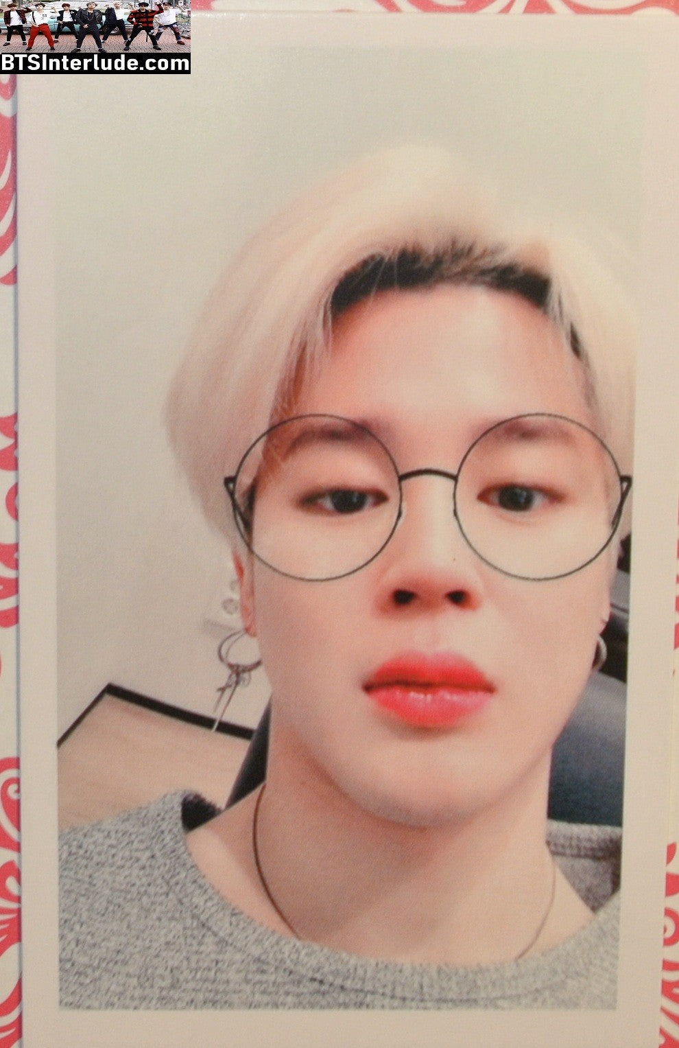 BTS PHOTOCARD FANSITE PARK JIMIN 박지민 BLOND HAIR GLASSES PC PHOTO CARD