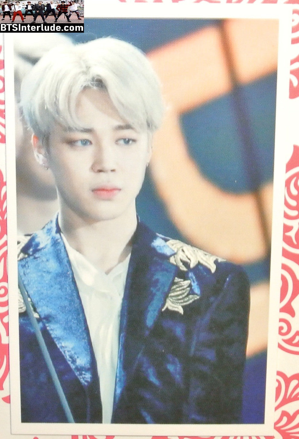 BTS PHOTOCARD FANSITE PARK JIMIN 박지민 BLOND HAIR NAVY JACKET EPAULETS PC PHOTO CARD
