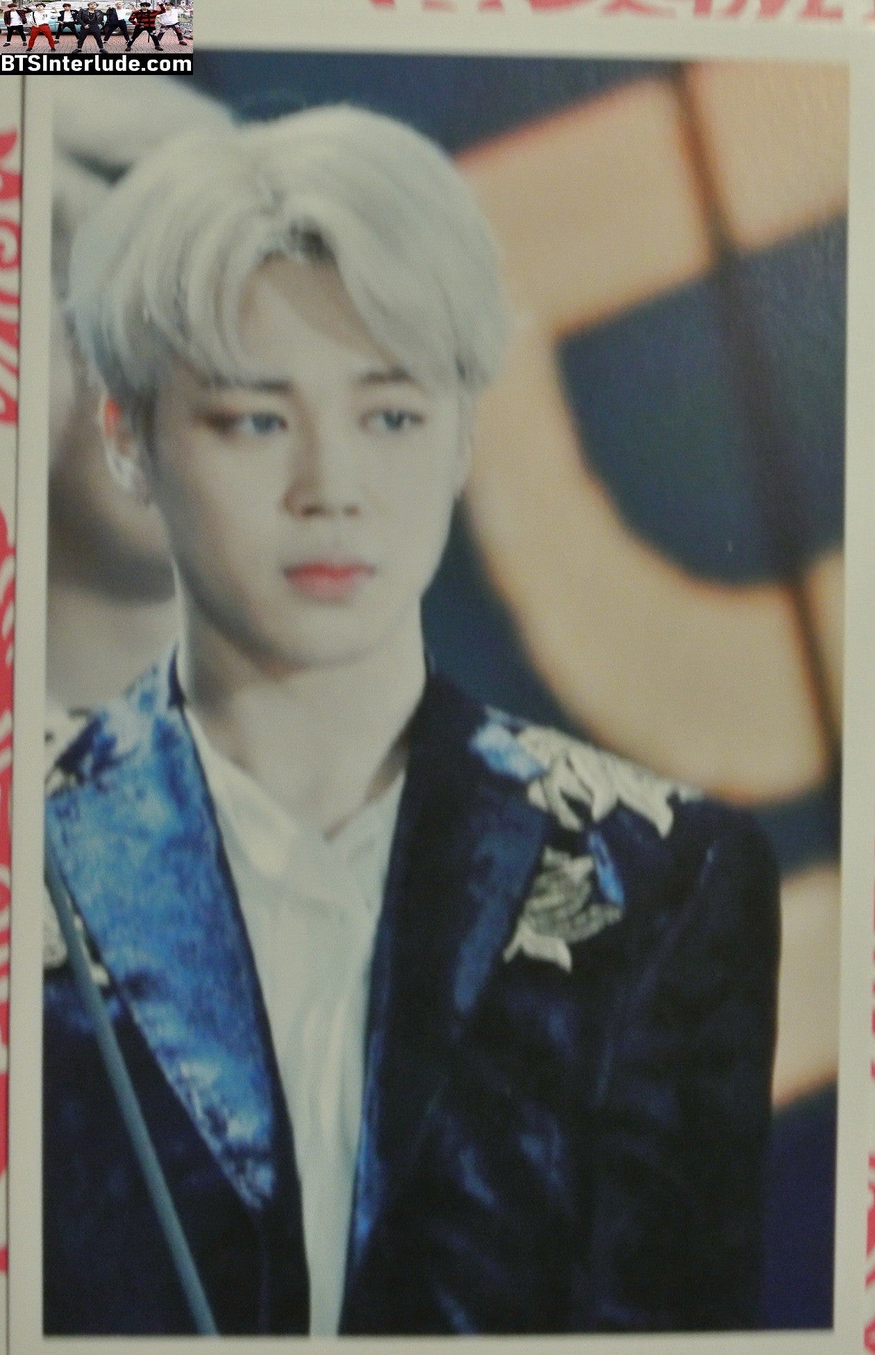 BTS PHOTOCARD FANSITE PARK JIMIN 박지민 BLOND HAIR NAVY JACKET EPAULETS PC PHOTO CARD