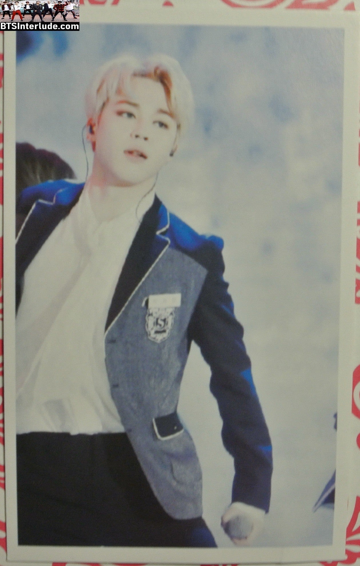 BTS PHOTOCARD FANSITE PARK JIMIN 박지민 BLOND HAIR NAVY SCHOOL JACKET PC PHOTO CARD