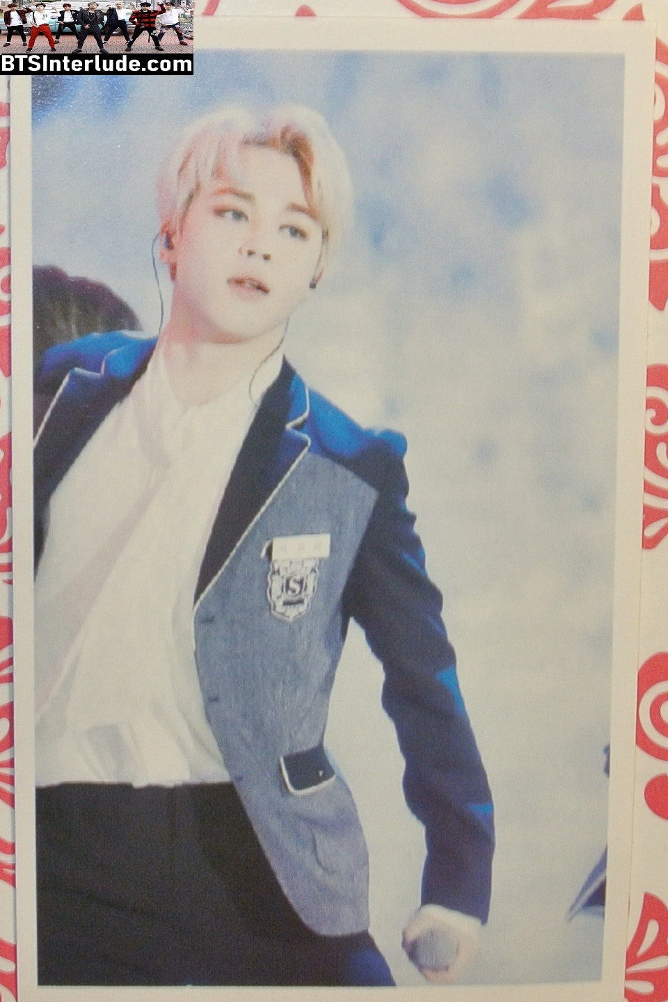 BTS PHOTOCARD FANSITE PARK JIMIN 박지민 BLOND HAIR NAVY SCHOOL JACKET PC PHOTO CARD