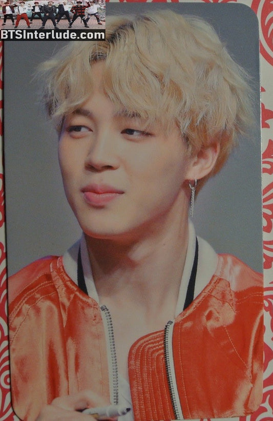 BTS PHOTOCARD FANSITE PARK JIMIN  박지민 BLOND HAIR RED JACKET FANSIGN PHOTO CARD