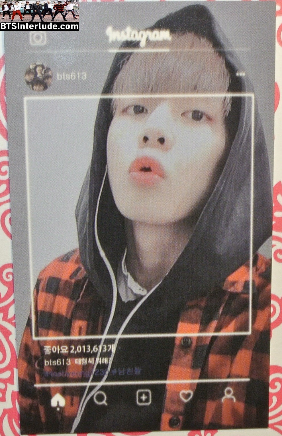 BTS PHOTOCARD FANSITE PARK JIMIN 박지민 BLOND HAIR RED PLAID HOODIE JACKET PC PHOTO CARD