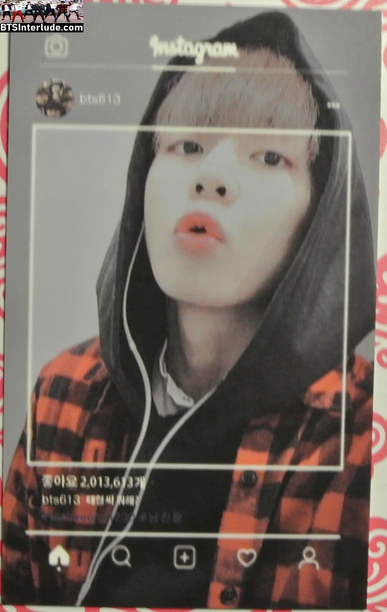 BTS PHOTOCARD FANSITE PARK JIMIN 박지민 BLOND HAIR RED PLAID HOODIE JACKET PC PHOTO CARD