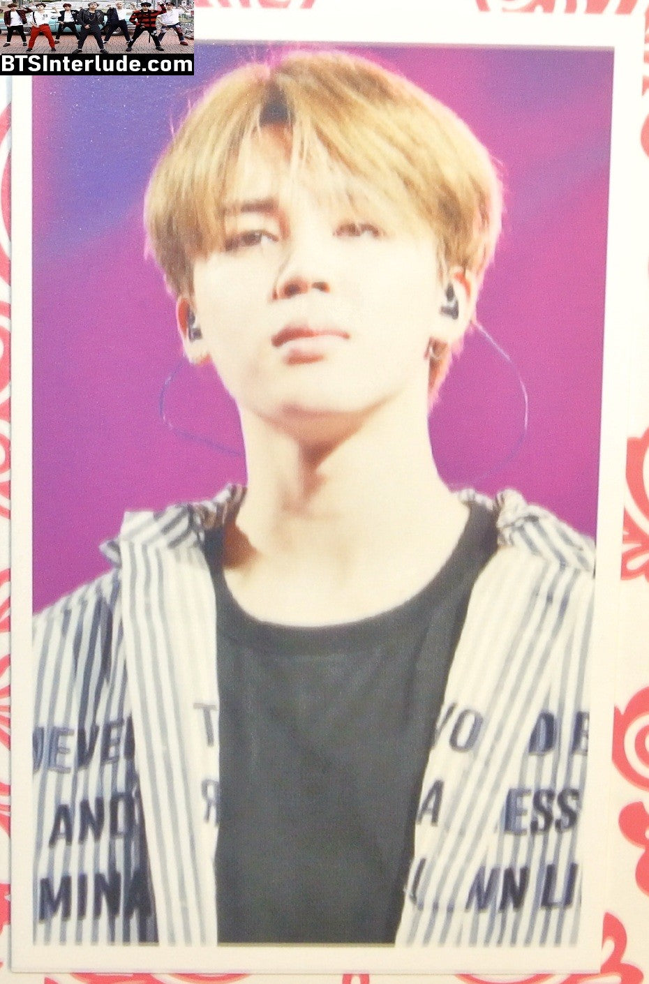 BTS PHOTOCARD FANSITE PARK JIMIN 박지민 BLOND HAIR PINSTRIPE SHIRT PC PHOTO CARD