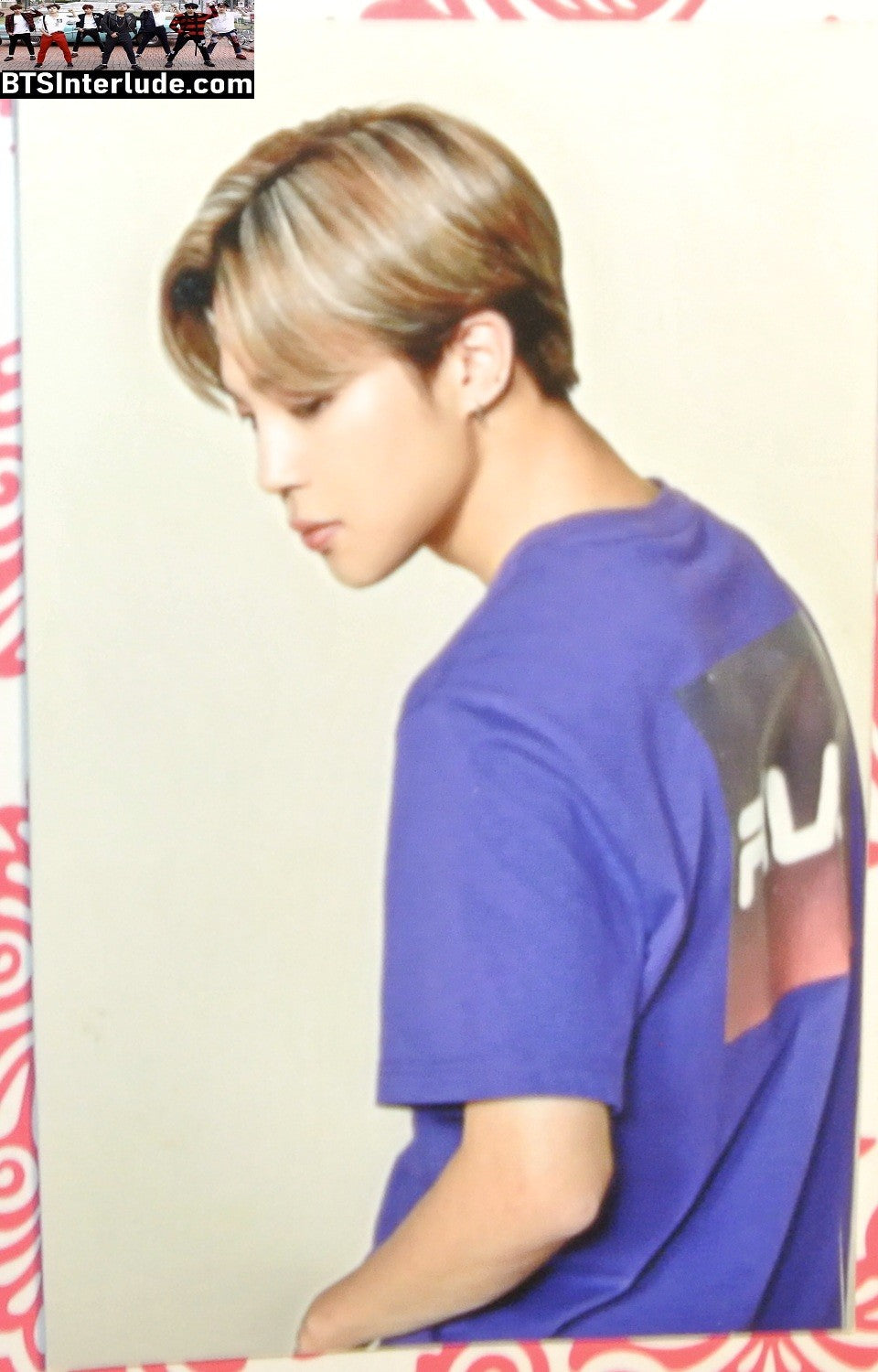 BTS PHOTOCARD FANSITE PARK JIMIN 박지민 BLOND HAIR PURPLE T SHIRT PROFILE PC PHOTO CARD