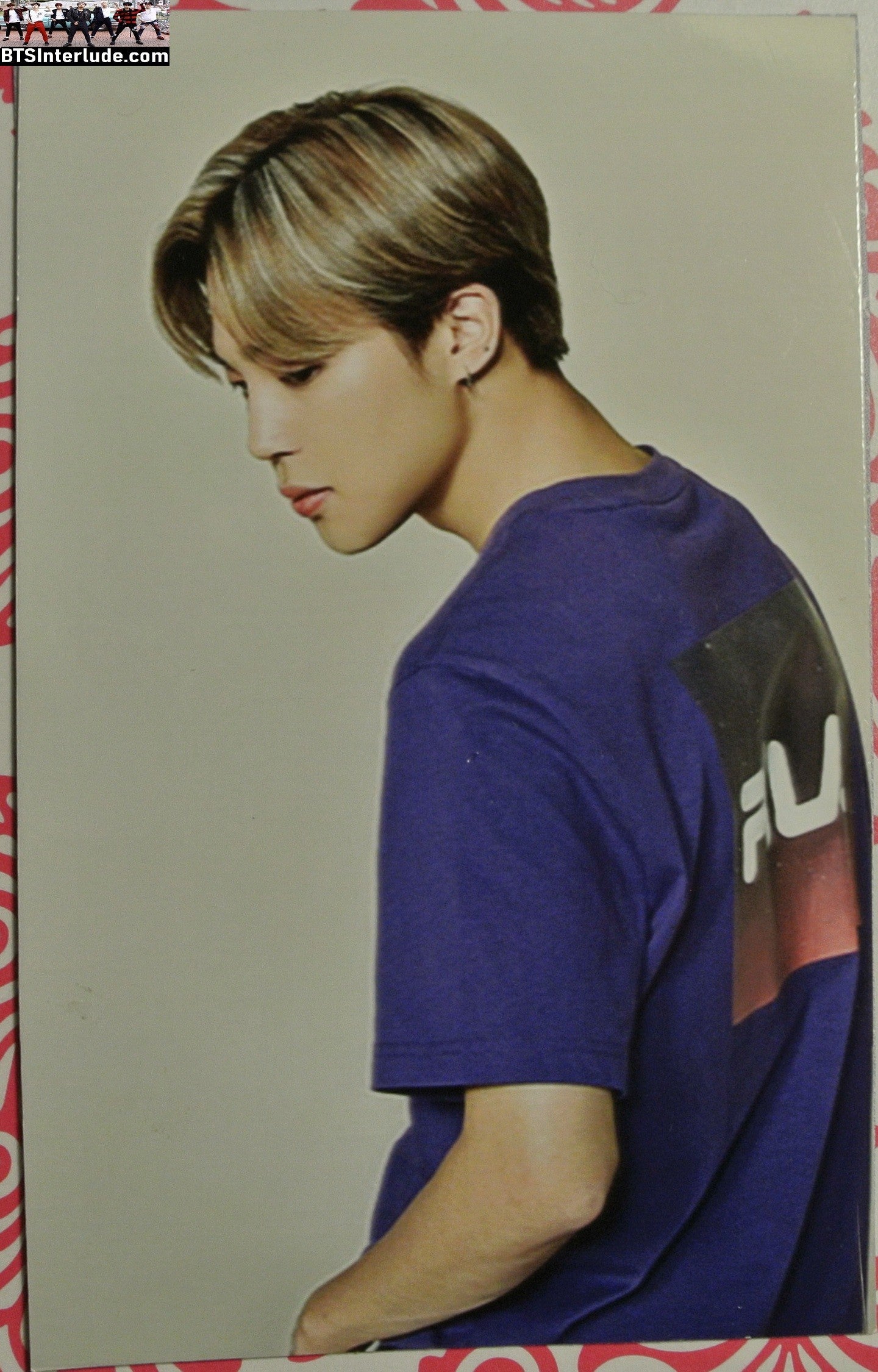 BTS PHOTOCARD FANSITE PARK JIMIN 박지민 BLOND HAIR PURPLE T SHIRT PROFILE PC PHOTO CARD