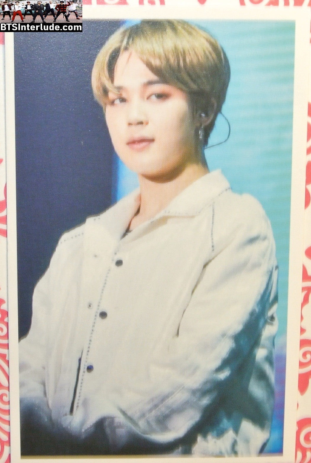 BTS PHOTOCARD FANSITE PARK JIMIN 박지민 BLOND HAIR WHITE BUTTON DOWN SHIRT PC PHOTO CARD