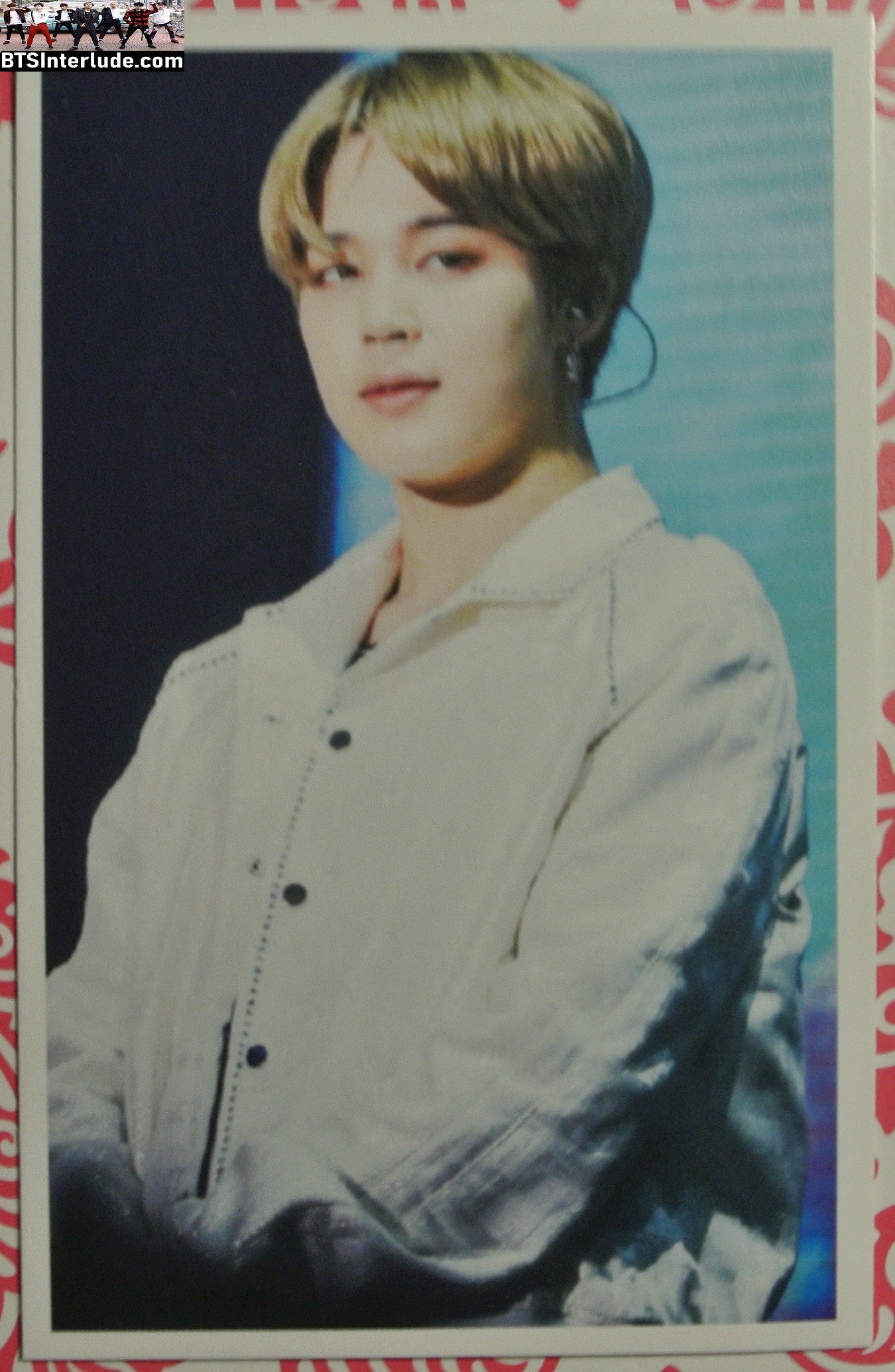 BTS PHOTOCARD FANSITE PARK JIMIN 박지민 BLOND HAIR WHITE BUTTON DOWN SHIRT PC PHOTO CARD