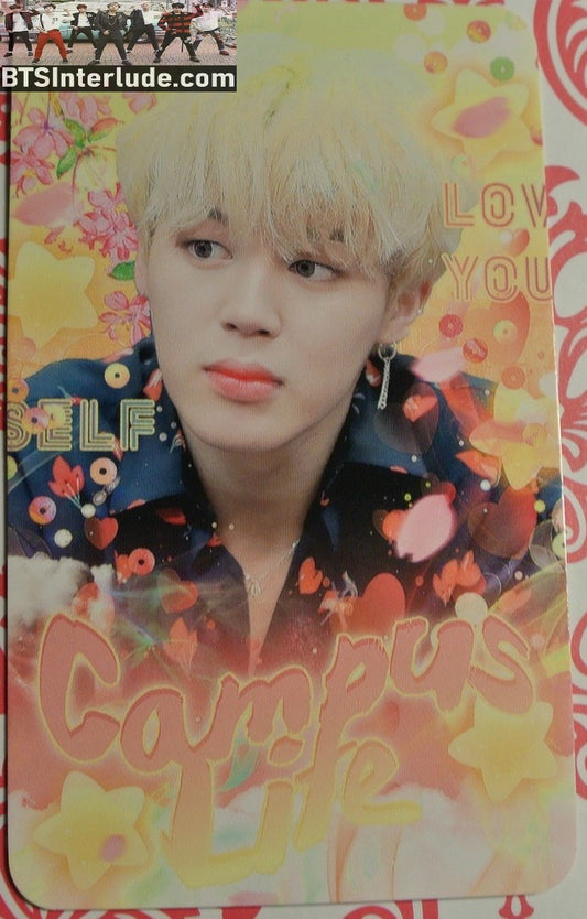 BTS PHOTOCARD FANSITE PARK JIMIN  박지민 CAMPUS LIFE FANSITE BLOND HAIR PHOTO CARD
