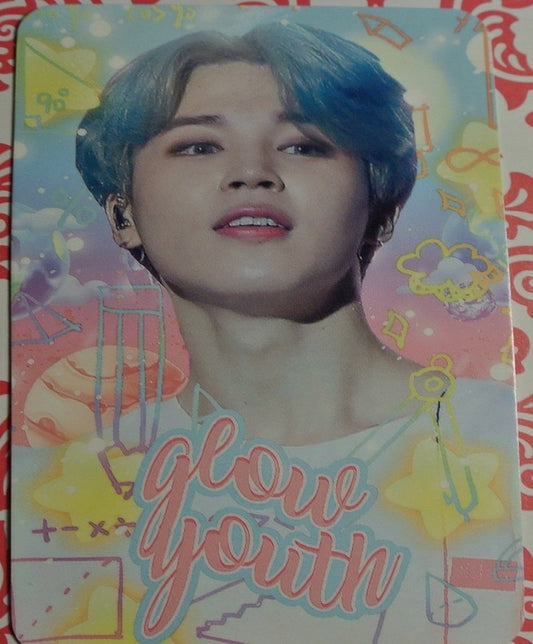 BTS PHOTOCARD FANSITE PARK JIMIN  박지민 GLOW YOUTH FANSITE BLUE BLOND HAIR PHOTO CARD
