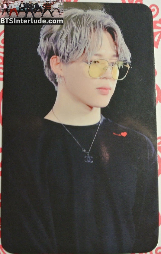 BTS PHOTOCARD FANSITE PARK JIMIN  박지민 BLACK LOVE YOURSELF TOUR SHIRT BLOND HAIR GLASSES PHOTO CARD