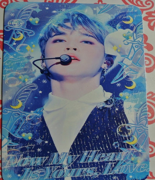 BTS PHOTOCARD FANSITE PARK JIMIN  박지민 BLUE HAIR PHOTO CARD BLACK VEST