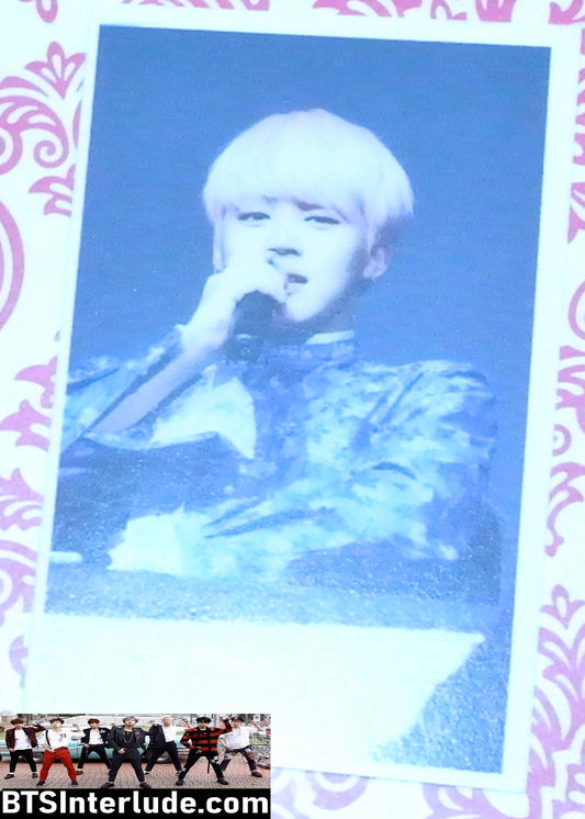 BTS PHOTOCARD FANSITE PARK JIMIN 박지민 PINK HAIR BLUE JACKET FANSIGN PHOTO CARD PC