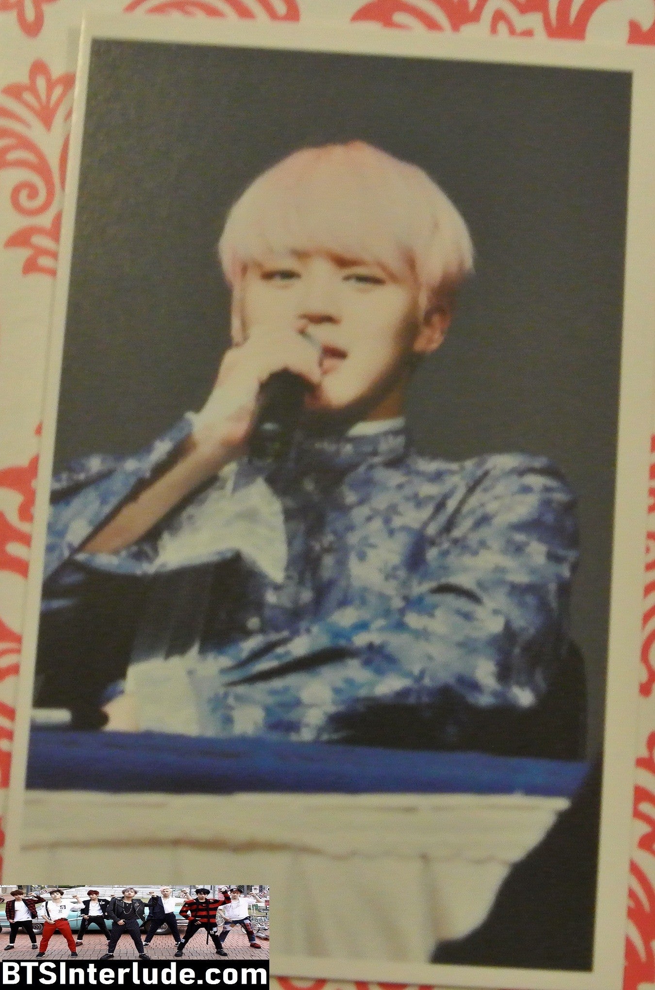 BTS PHOTOCARD FANSITE PARK JIMIN 박지민 PINK HAIR BLUE JACKET FANSIGN PHOTO CARD PC