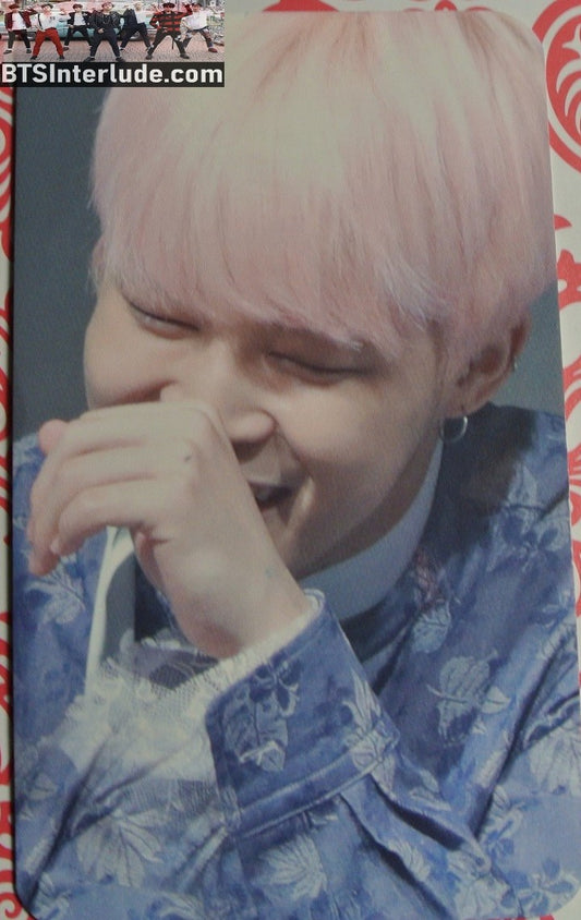 BTS PHOTOCARD FANSITE PARK JIMIN  박지민 PINK HAIR FANSIGN LAUGHING PHOTO CARD