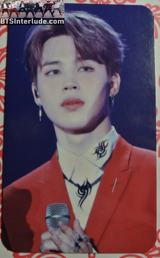 BTS PHOTOCARD FANSITE PARK JIMIN  박지민 RED JACKET BROWN HAIR PHOTO CARD