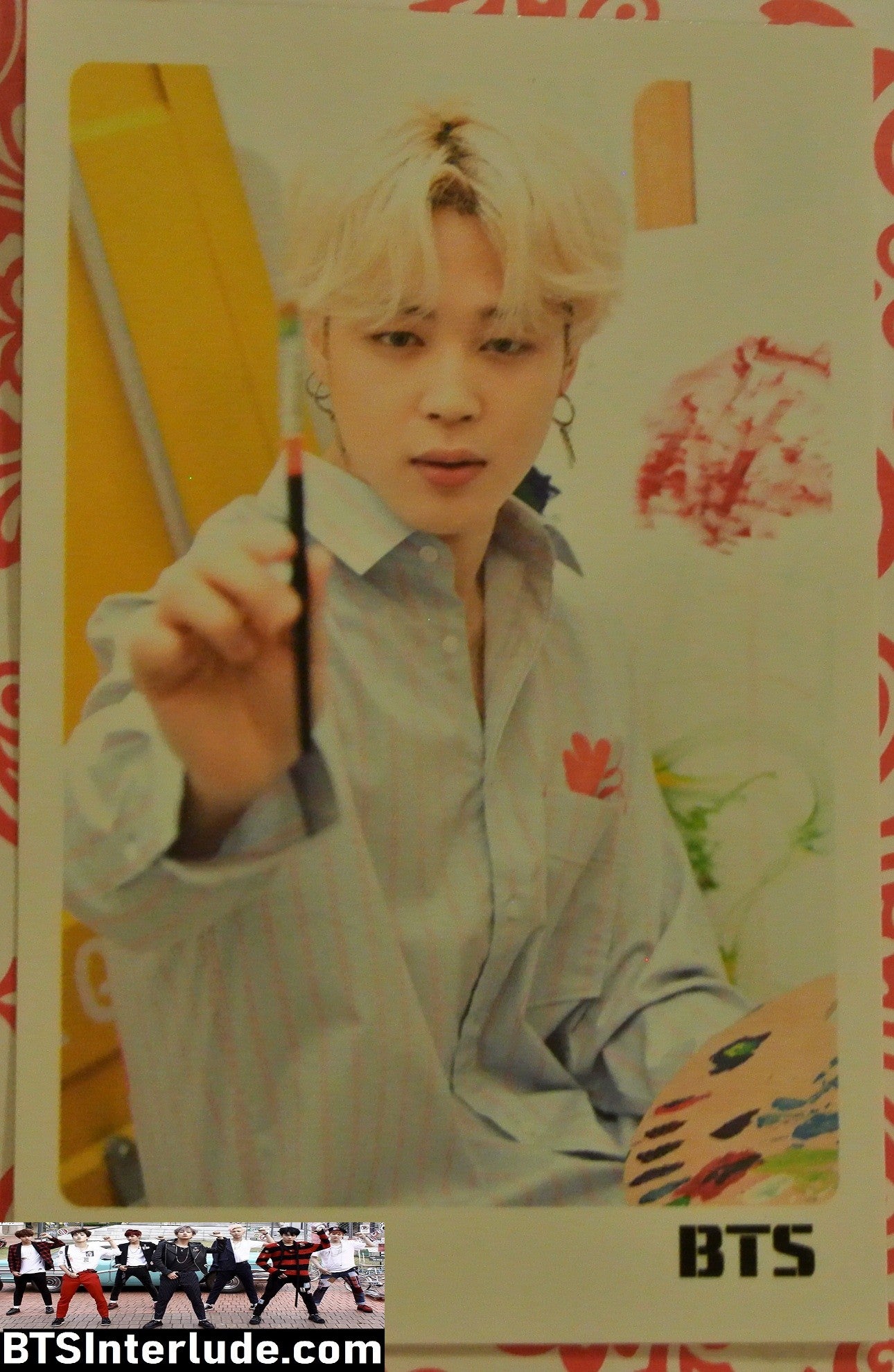BTS PHOTOCARD FANSITE PARK JIMIN 박지민 BLOND HAIR PAINTING PHOTO CARD PC