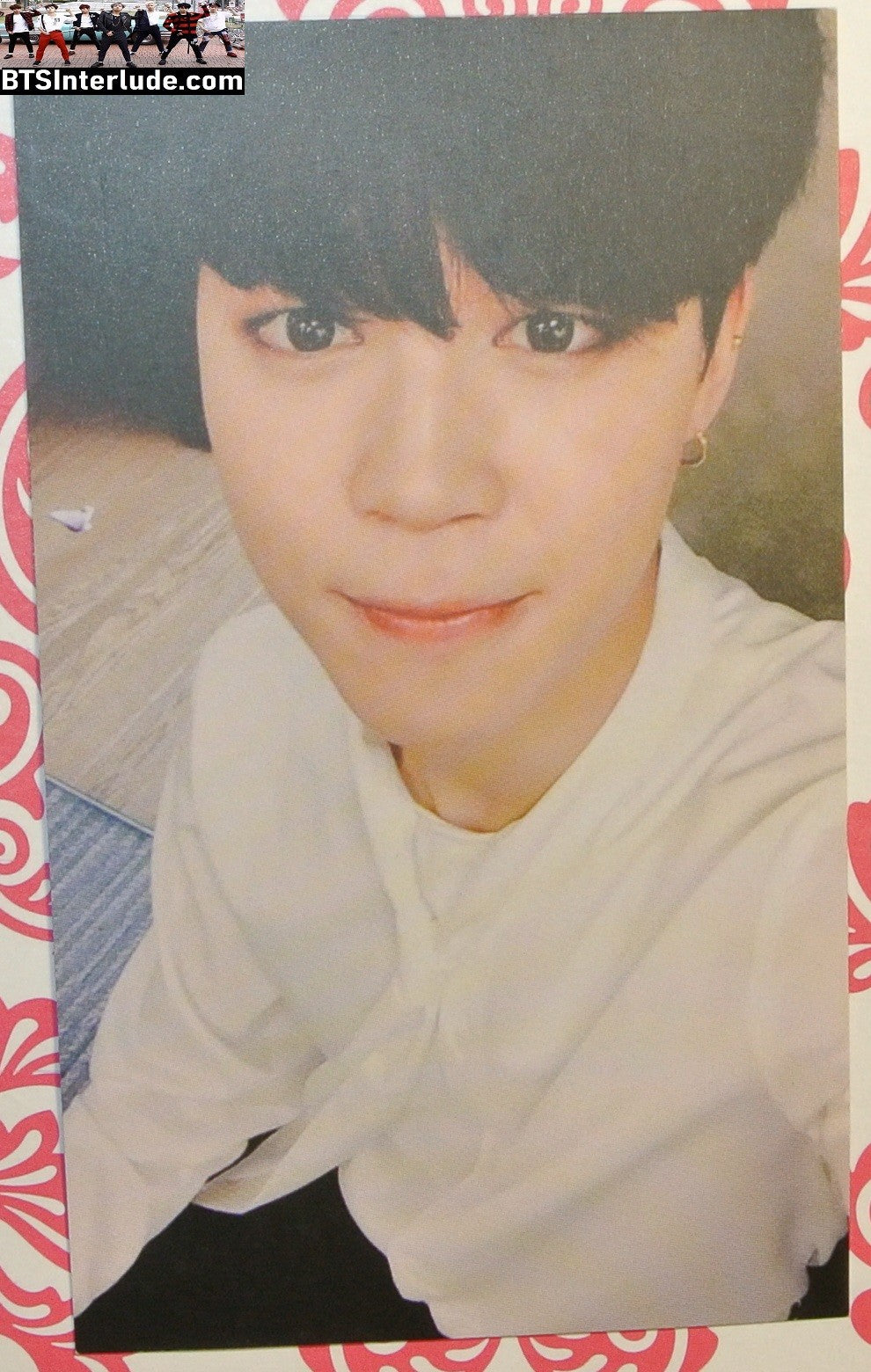 BTS PHOTOCARD FANSITE PARK JIMIN 박지민 WHITE SHIRT SMALL SMILE TAE TAE SEOA FANSITE PC PHOTO CARD