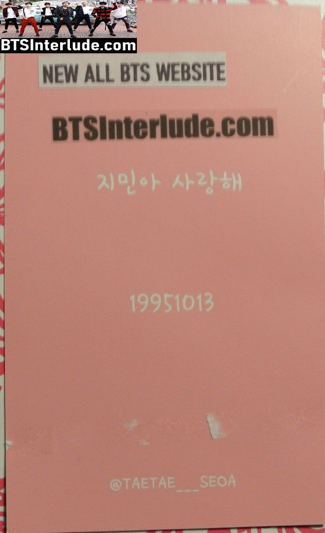 BTS PHOTOCARD FANSITE PARK JIMIN 박지민 WHITE SHIRT SMALL SMILE TAE TAE SEOA FANSITE PC PHOTO CARD