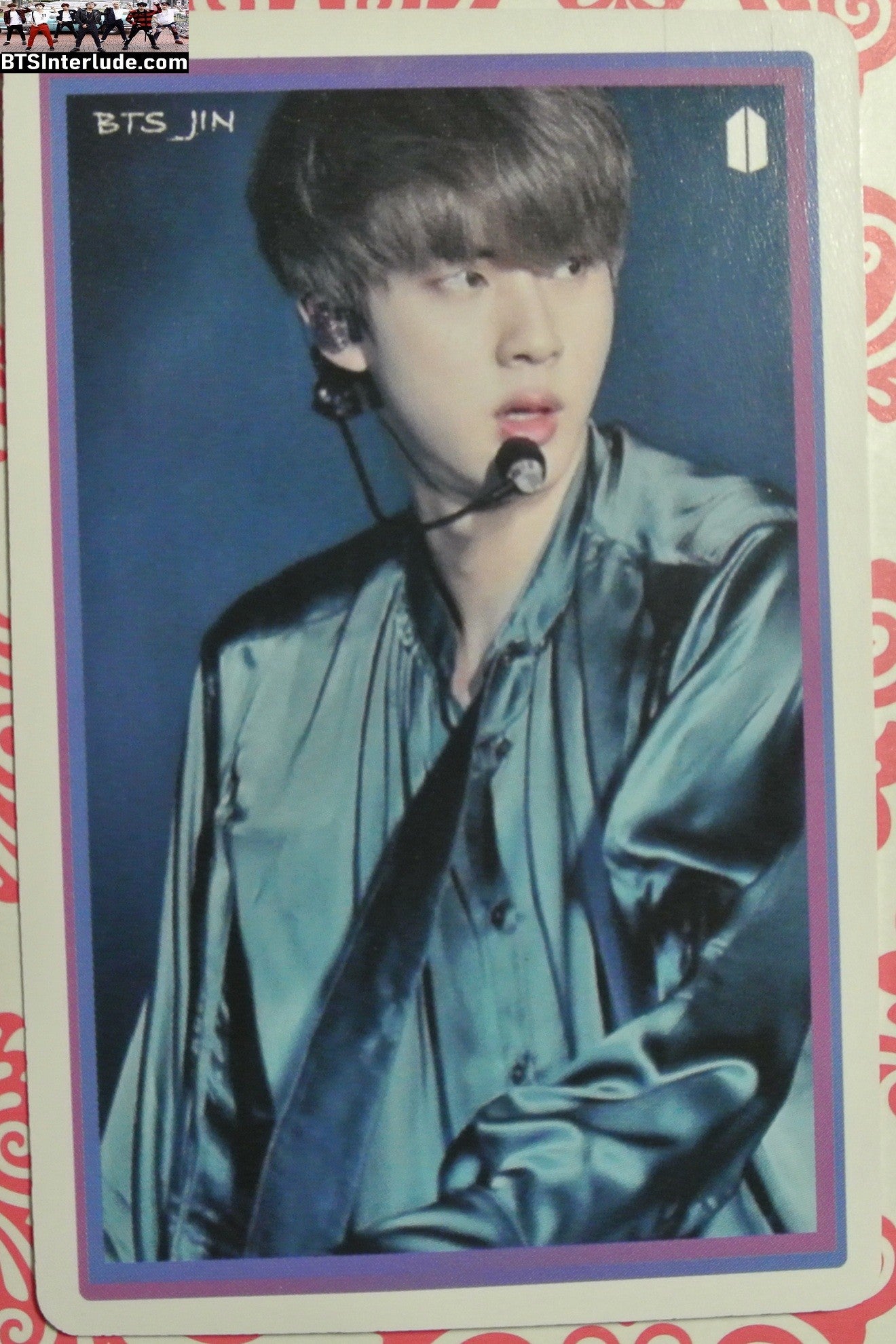 BTS PHOTOCARD FANSITE JIN KIM SEOKJIN 김석진 BLUE SATIN SHIRT PC PHOTO CARD