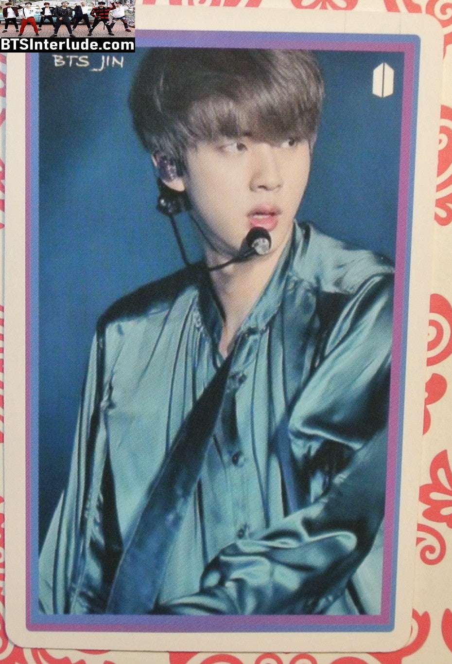 BTS PHOTOCARD FANSITE JIN KIM SEOKJIN 김석진 BLUE SATIN SHIRT PC PHOTO CARD