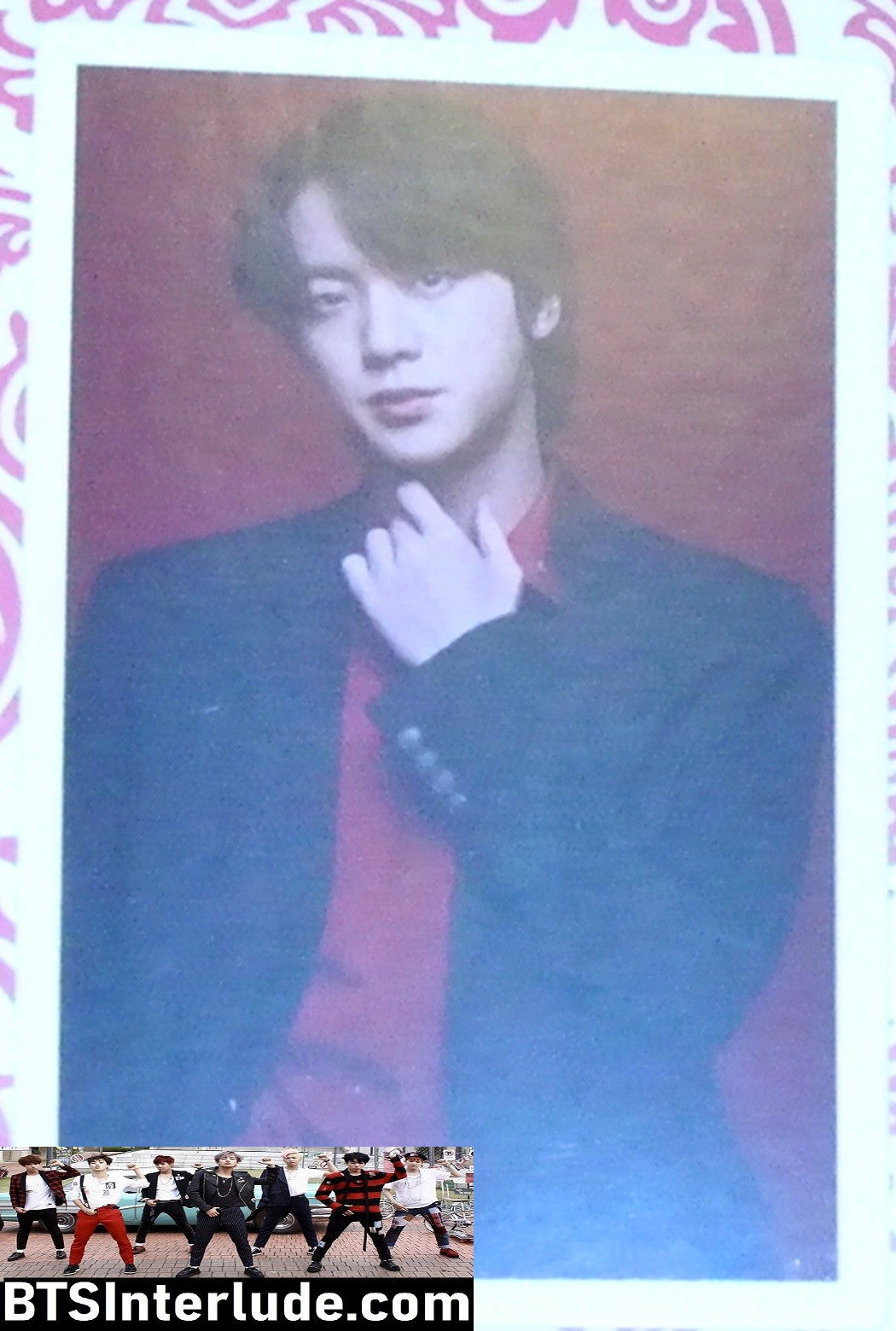 BTS PHOTOCARD FANSITE JIN KIM SEOKJIN 김석진 RED SHIRT BLACK JACKET PHOTO CARD PC