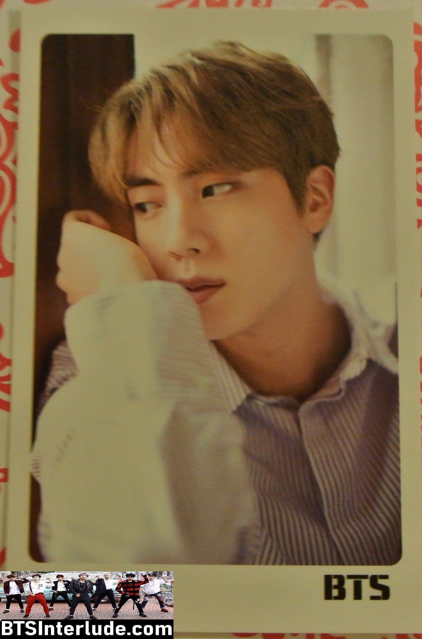 BTS PHOTOCARD FANSITE JIN KIM SEOKJIN 김석진 STRIPED SHIRT PHOTO CARD PC