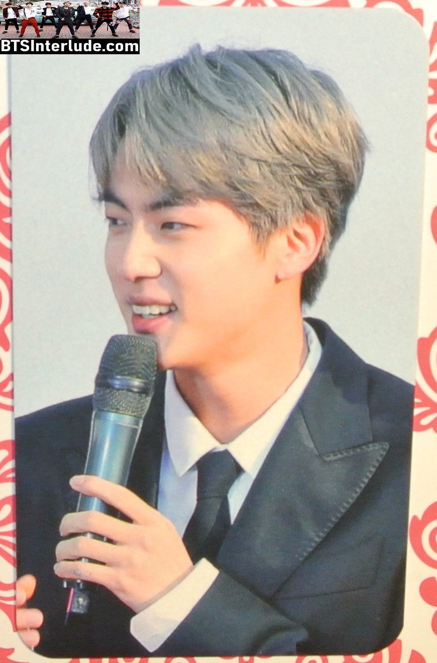 BTS PHOTOCARD FANSITE JIN KIM SEOKJIN 김석진 BLACK SUIT MIC PC PHOTO CARD