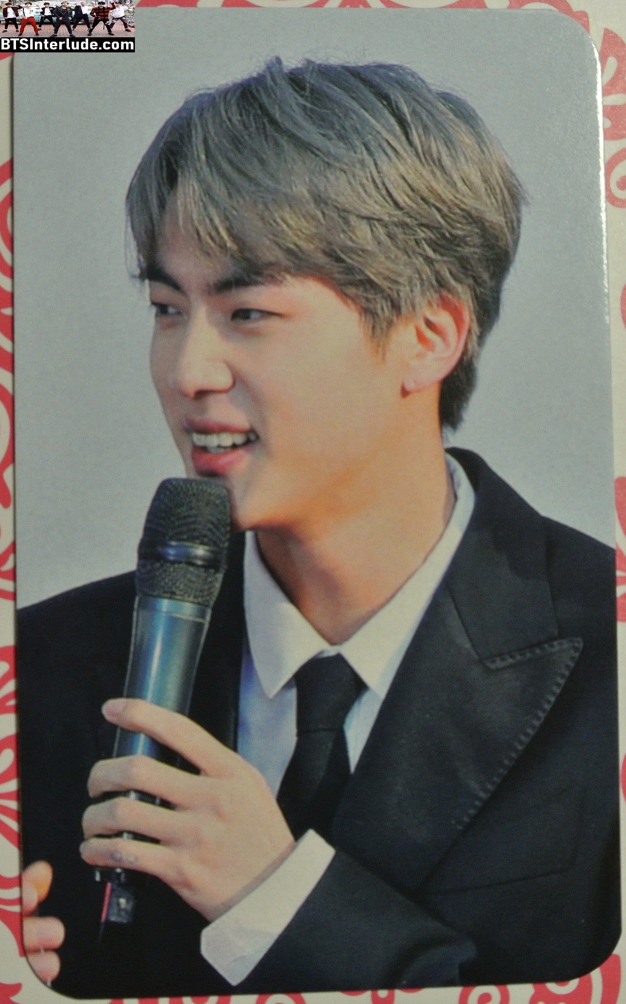 BTS PHOTOCARD FANSITE JIN KIM SEOKJIN 김석진 BLACK SUIT MIC PC PHOTO CARD