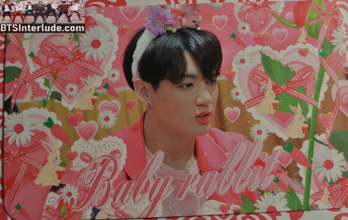 BTS PHOTOCARD FANSITE JEON JUNGKOOK 전정국 BABY RABBIT FANSITE BUNNY EARS PINK PHOTO CARD