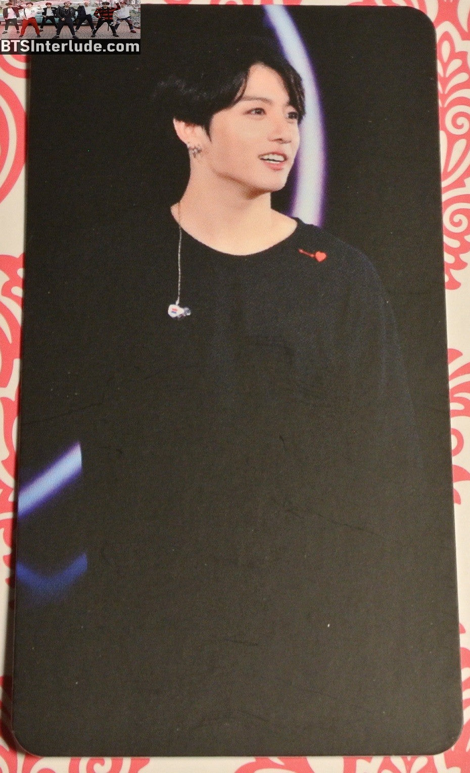 BTS PHOTOCARD FANSITE JEON JUNGKOOK 전정국 BLACK SWEATSHIRT RED HEART PHOTO CARD