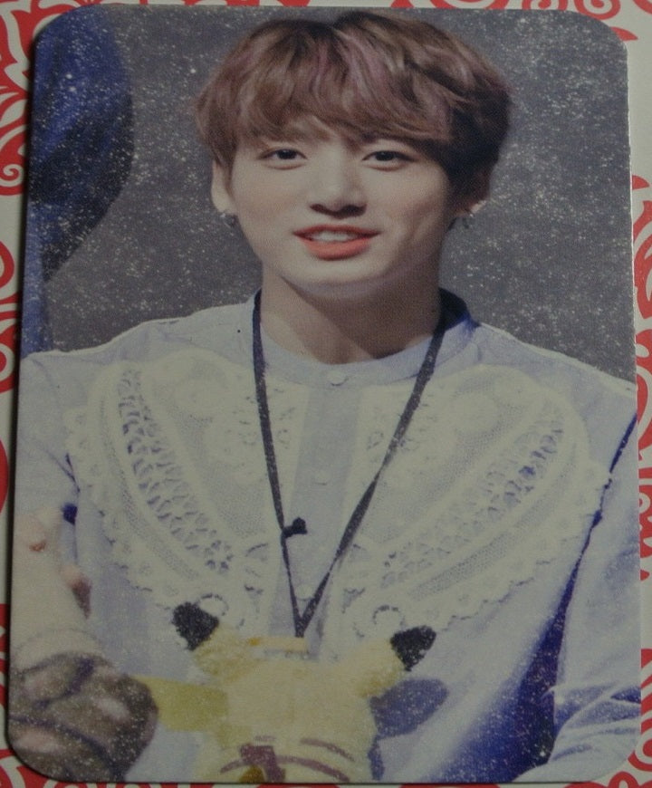 BTS PHOTOCARD FANSITE JEON JUNGKOOK 전정국 BLUE SHIRT LACE TRIM FANSIGN PHOTO CARD