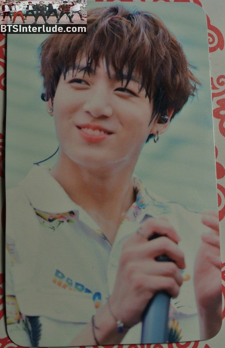 BTS PHOTOCARD FANSITE JEON JUNGKOOK 전정국 BROWN HAIR GREEN WHITE BACKGROUND PHOTO CARD